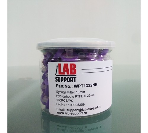 PTFE, 0.22 мкм, 13 мм, шприцевые фильтры WS, фиолетовые, 100 шт/уп. Lab-Support, Китай PTFE, 0.22 мкм, 13 мм, шприцевые фильтры WS, фиолетовые, 100 шт/уп. Lab-Support, Китай
